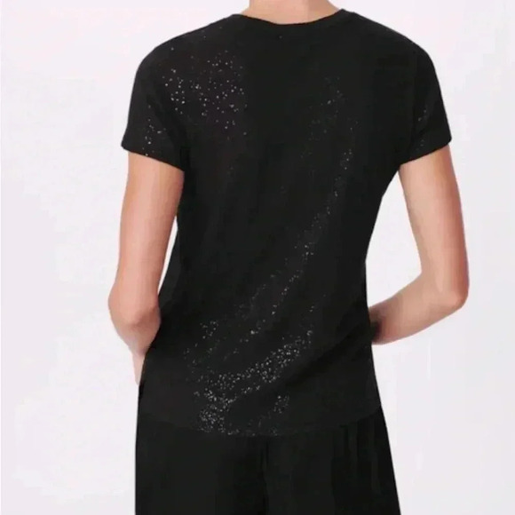 ATM Black Metallic Foil Short Sleeve Crew Neck Tee - Picture 6 of 7